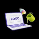 Laptop avec logo personnalisable et pot de peinture