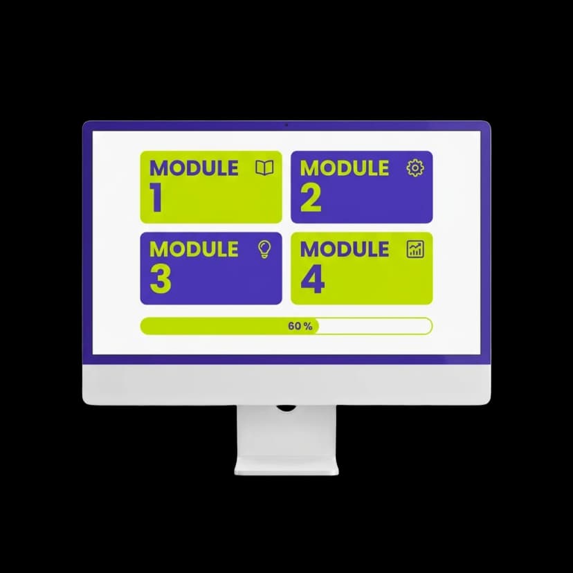 Écran affichant des modules de formation