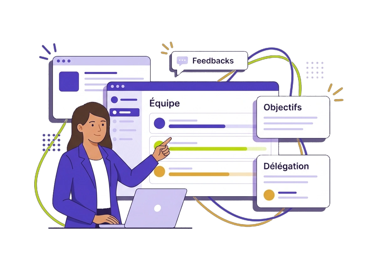 Les leviers clés du management : objectifs, délégation, communication, gestion d'équipe.